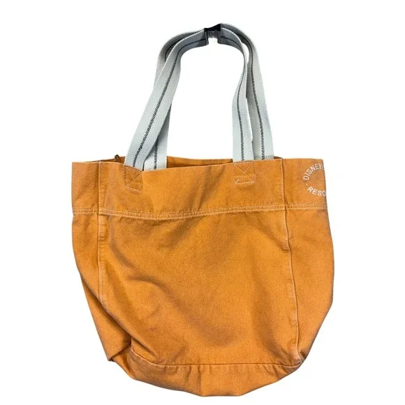 Disneyland Resort Mickey Mouse Canvas Tote Bag Orange Embroidered Large - Picture 2 of 10